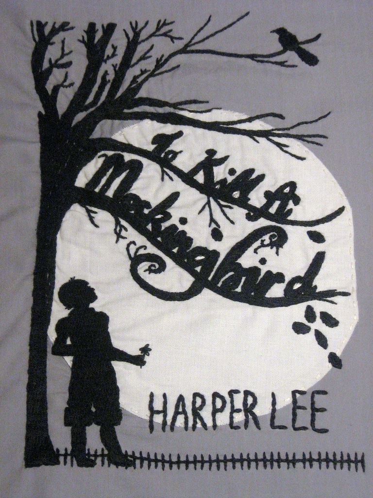 To Kill a Mockingbird Book Cover Image of Tree with Mockingbirds and Scout pictured in Black and White To Kill a Mockingbird Book Cover Image of Tree with Mockingbirds and Scout pictured in Black and White
